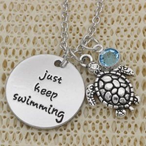 Keep swimming inspirational necklace